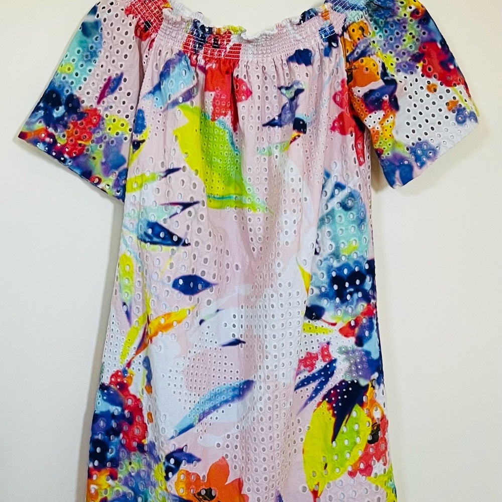 Trina Turk Colorful Eyelet Dress XS
